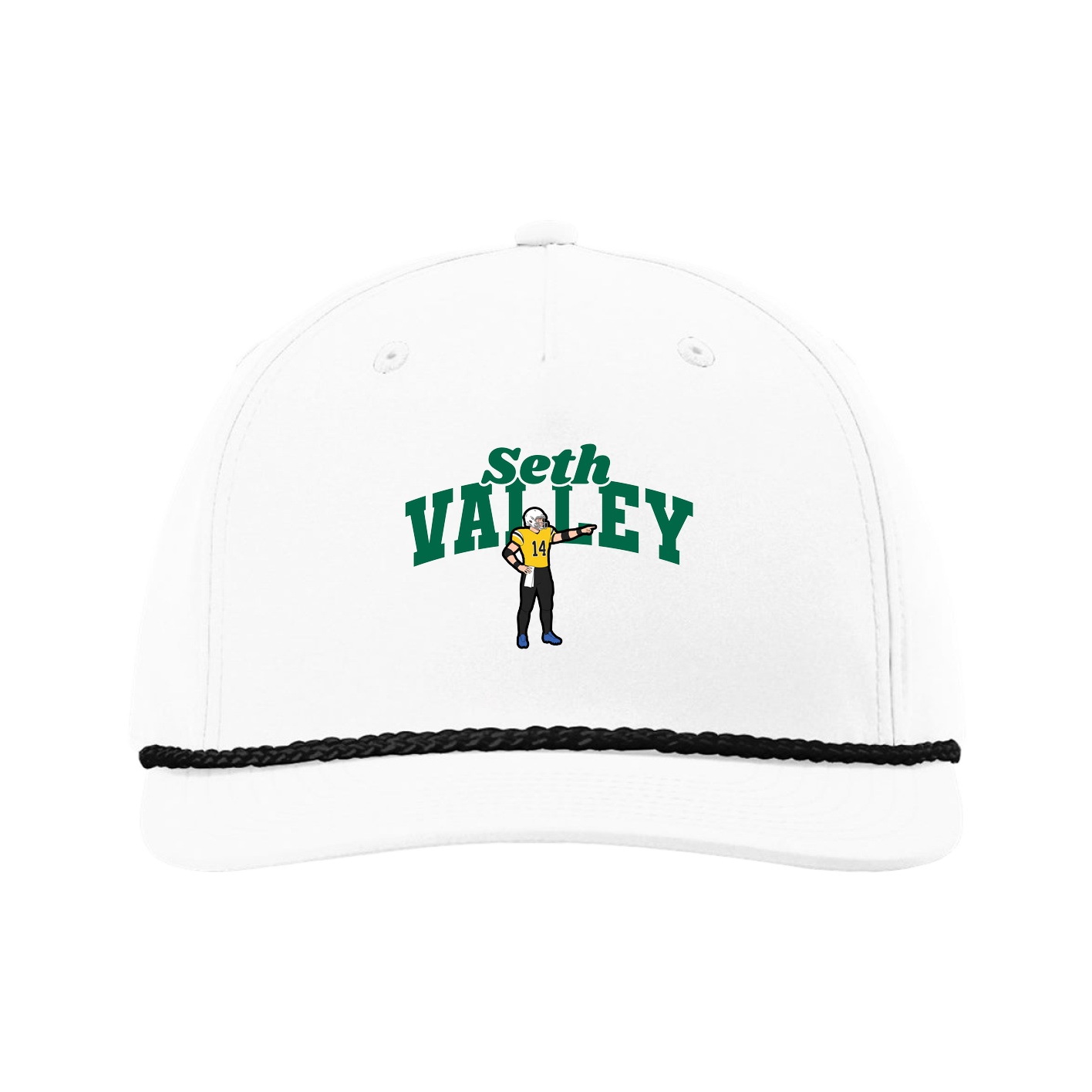 Five-Panel Classic Rope Cap — Signature Arch in White