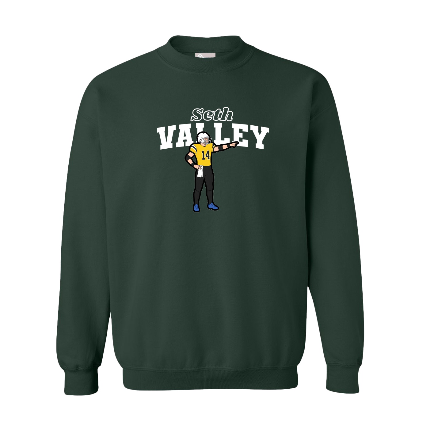 Fleece Crew — Name Arch in Green