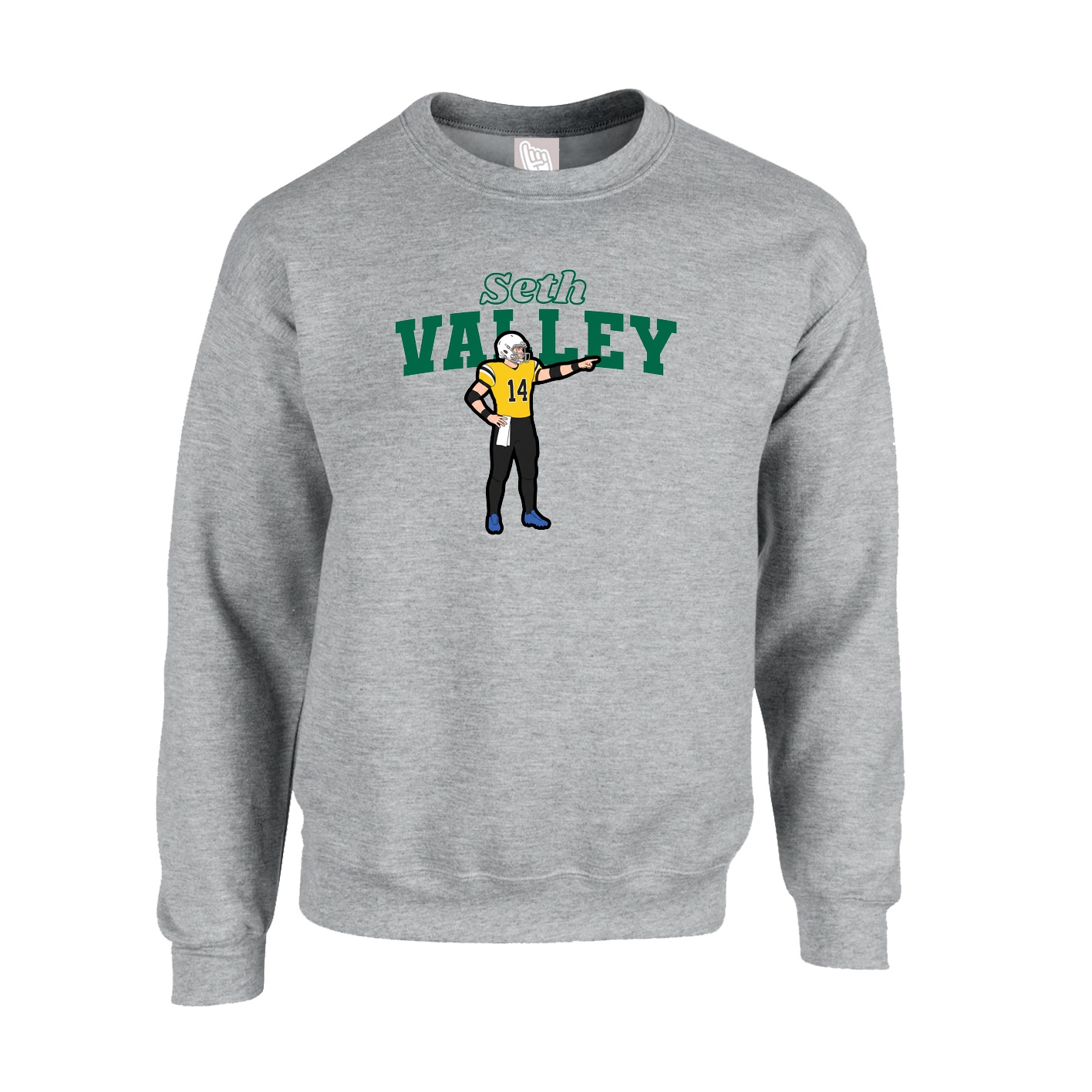 Fleece Crew — Name Arch in Grey