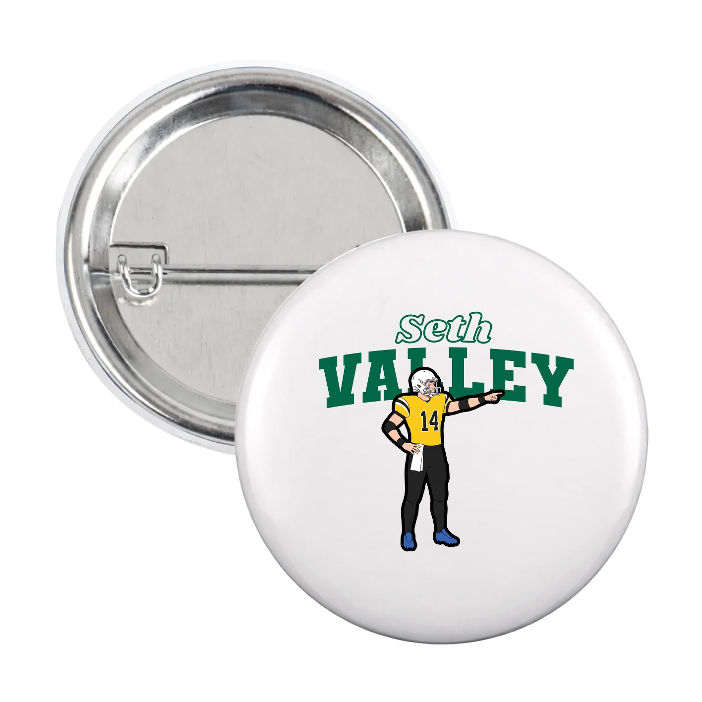 Game Day Button — Name Arch in White