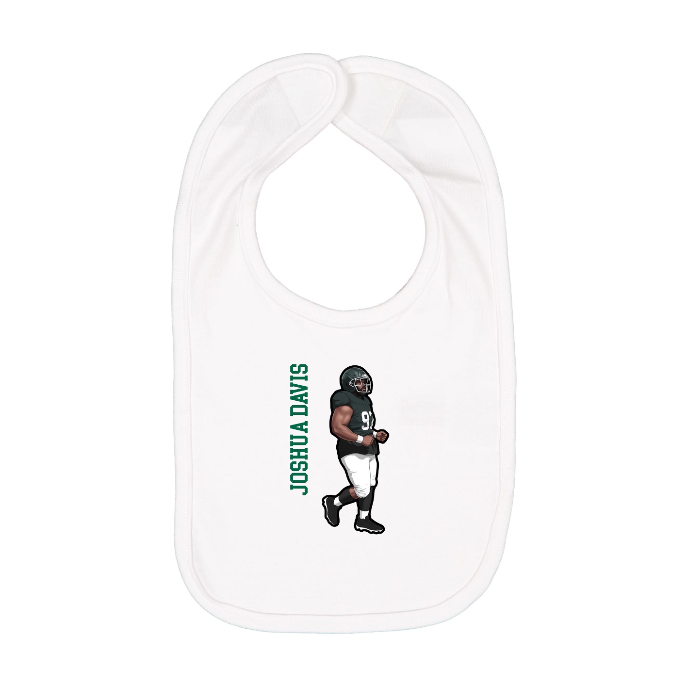 Infant Bib — Name Vertical in White