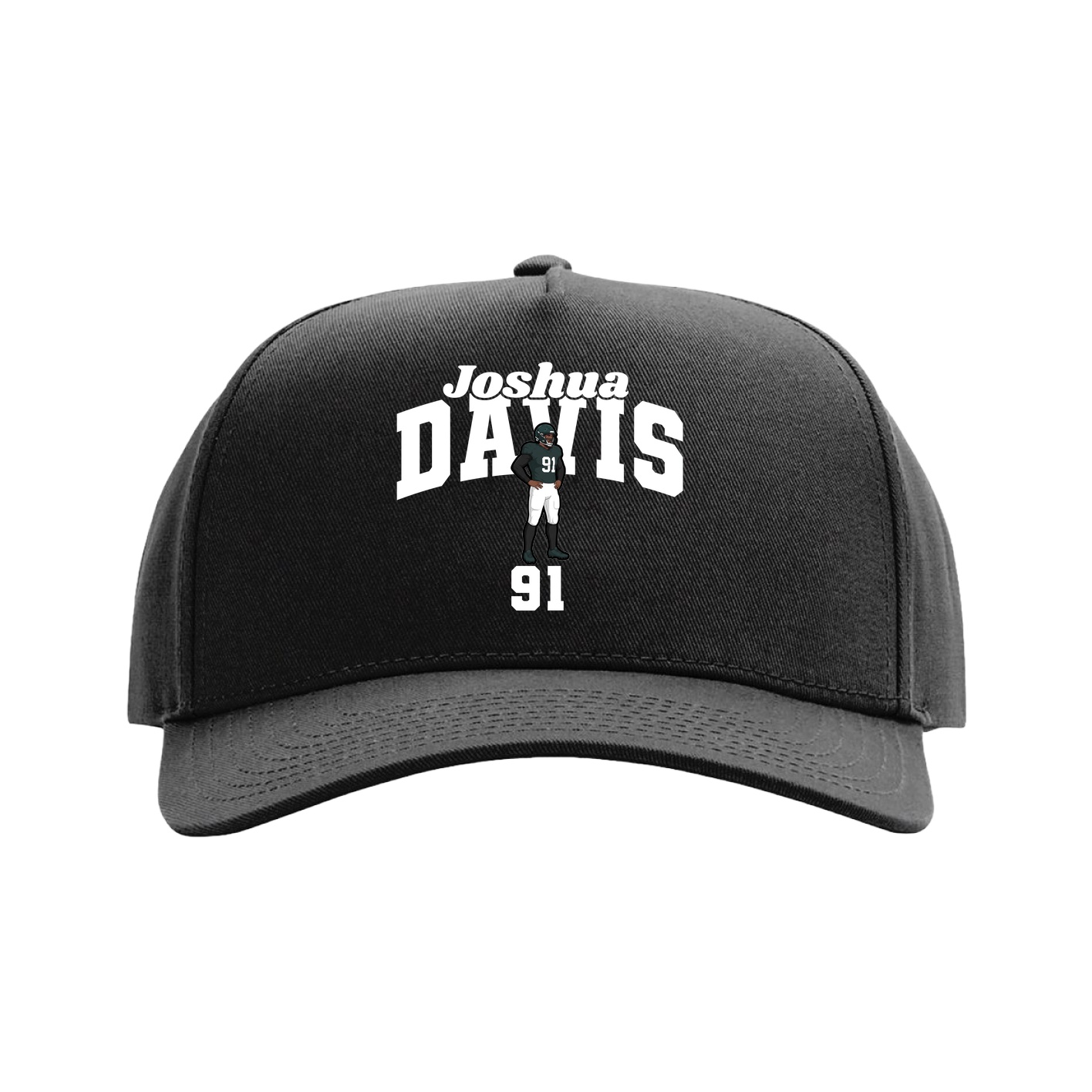 Full Fabric Five-Panel Champ Cap — Signature Arch in Black