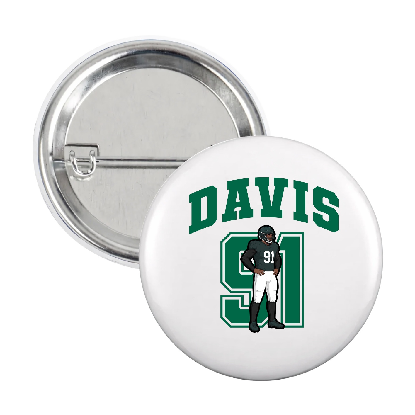 Game Day Button — Number in White