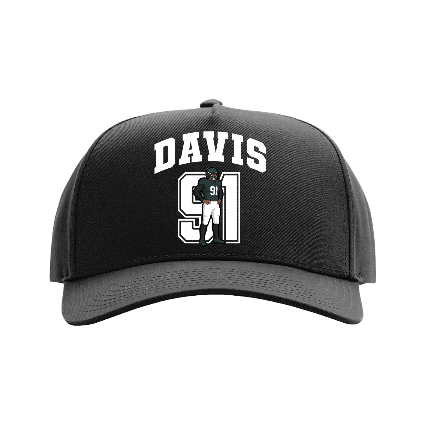 Full Fabric Five-Panel Champ Cap — Number in Black