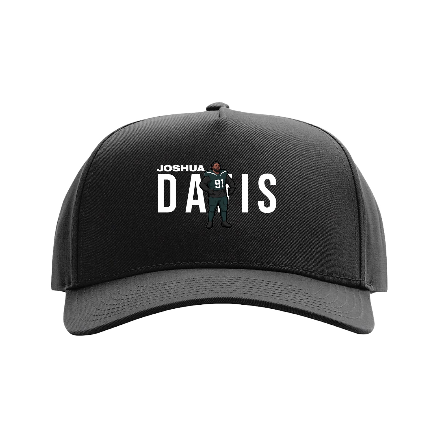 Full Fabric Five-Panel Champ Cap — Player Name in Black
