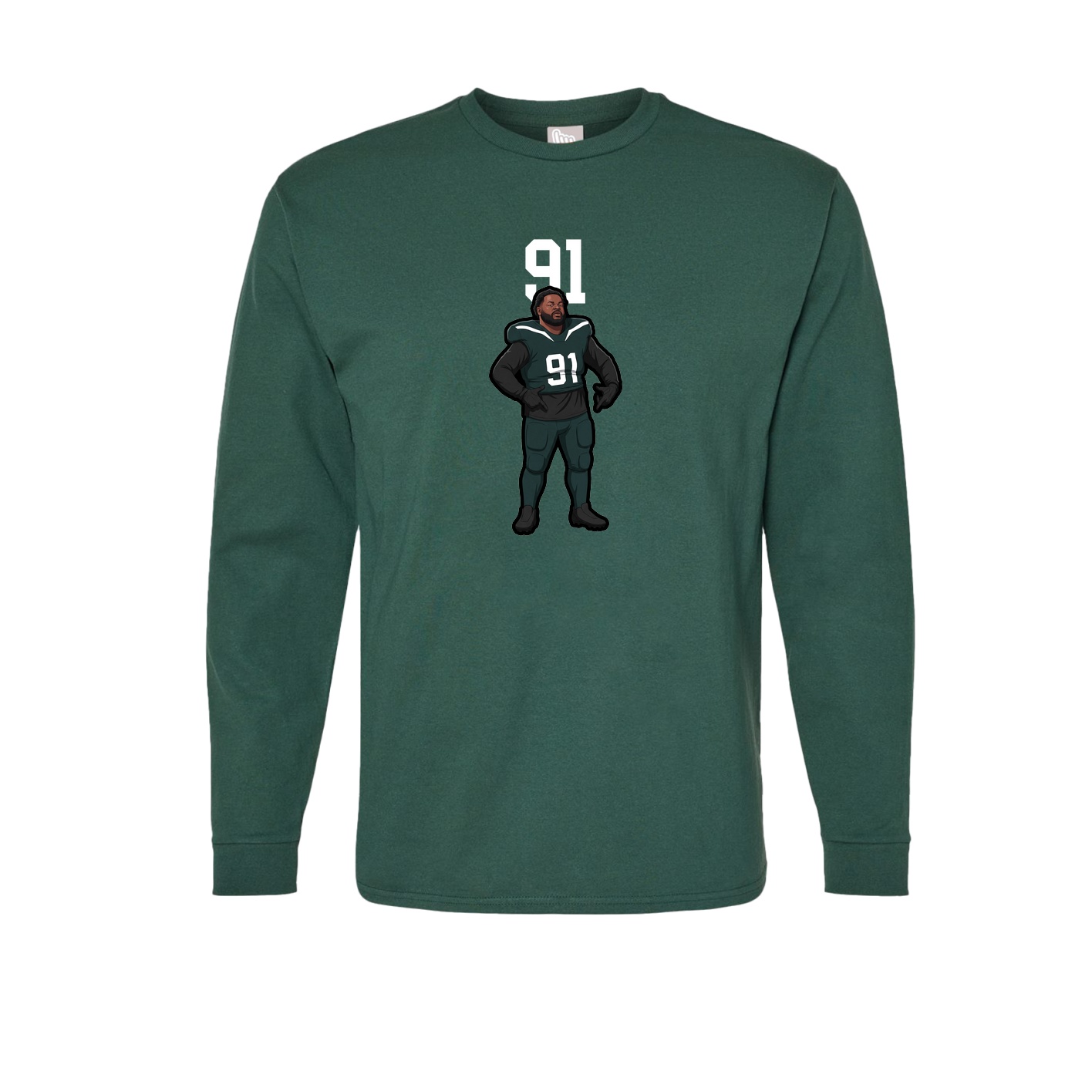 Long Sleeve Tee — Number Top in Green