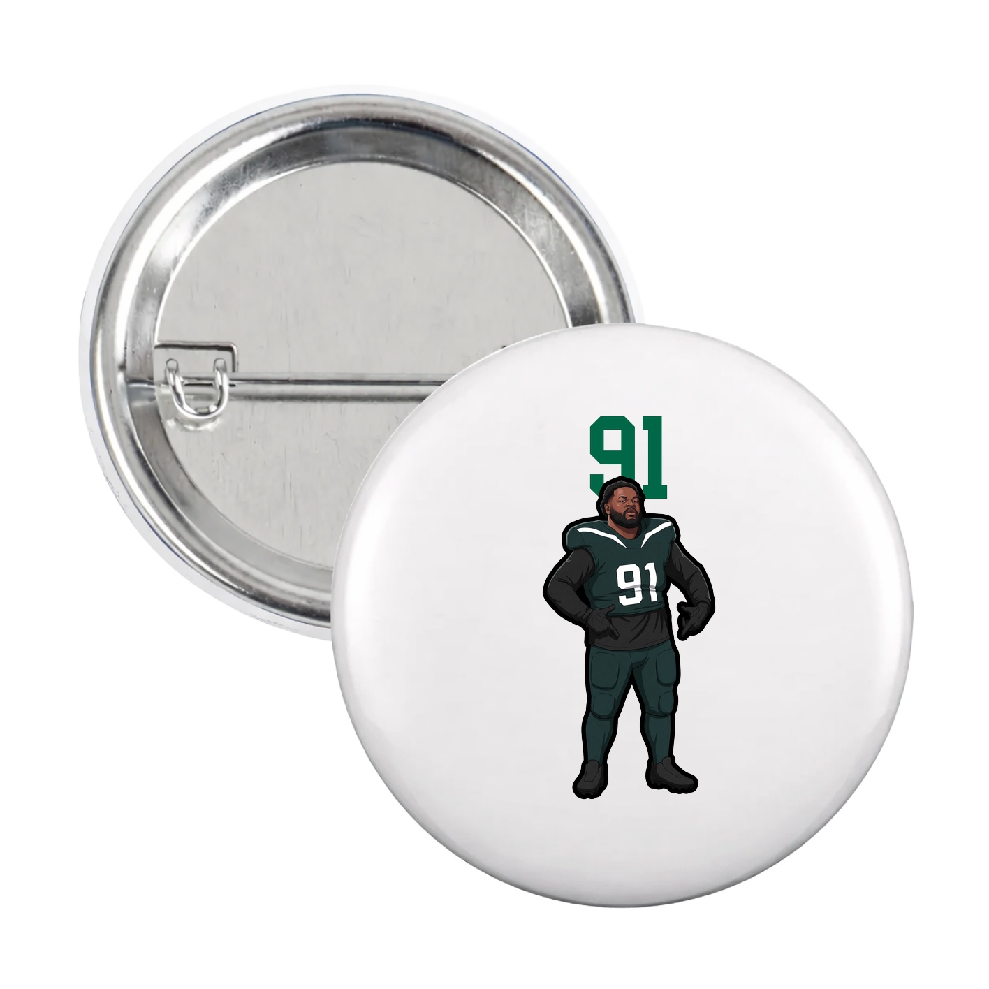 Game Day Button — Number Top in White