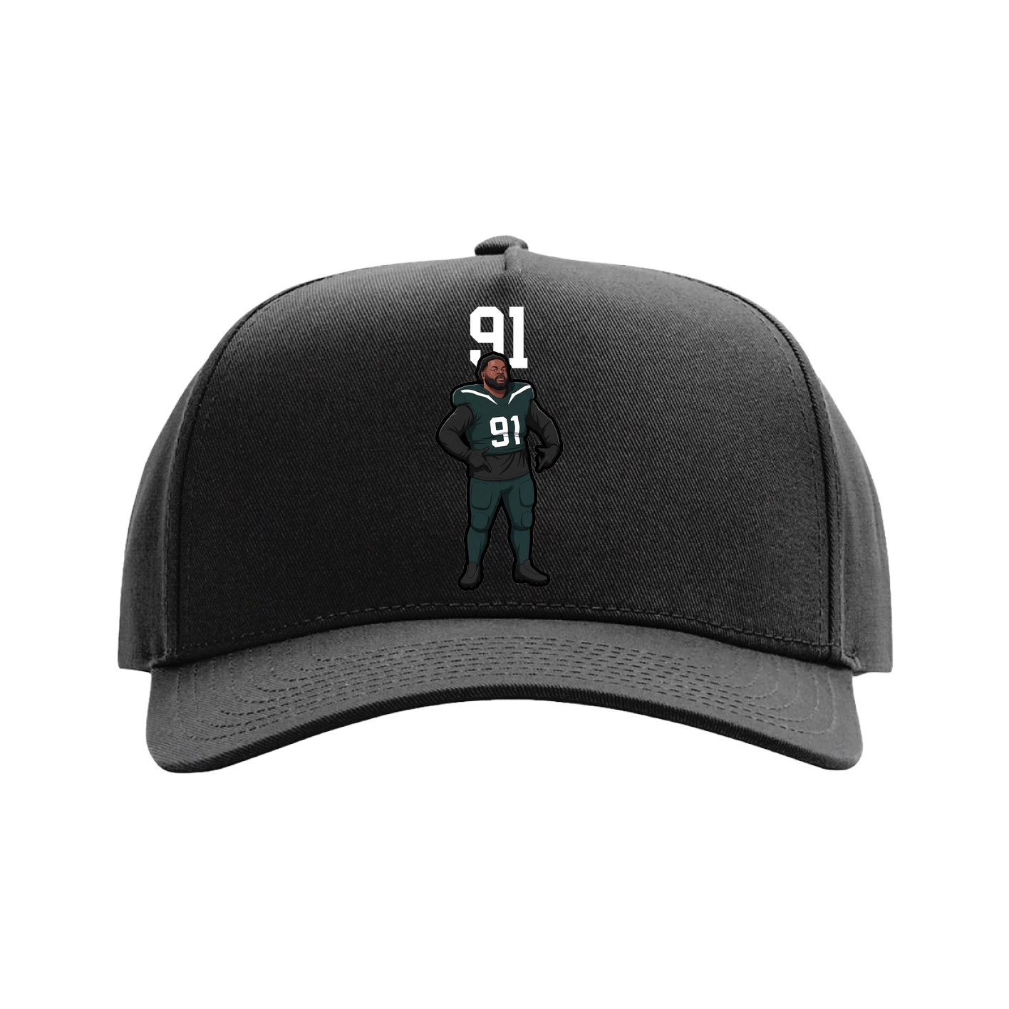 Full Fabric Five-Panel Champ Cap — Number Top in Black