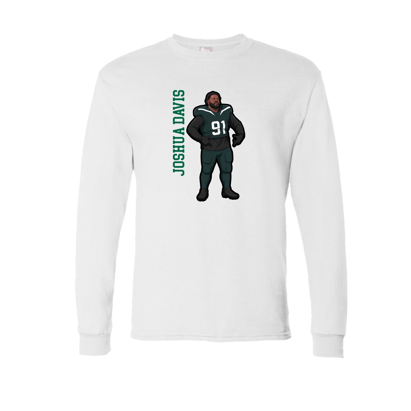 Long Sleeve Tee — Name Vertical in White