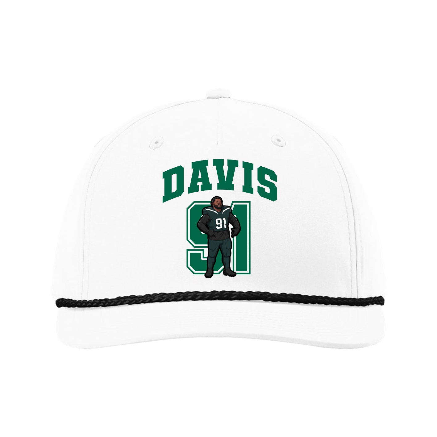 Five-Panel Classic Rope Cap — Number in White