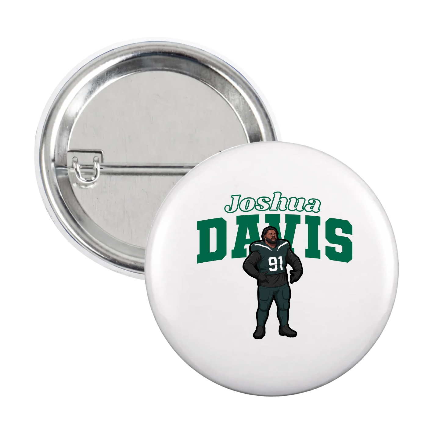 Game Day Button — Name Arch in White