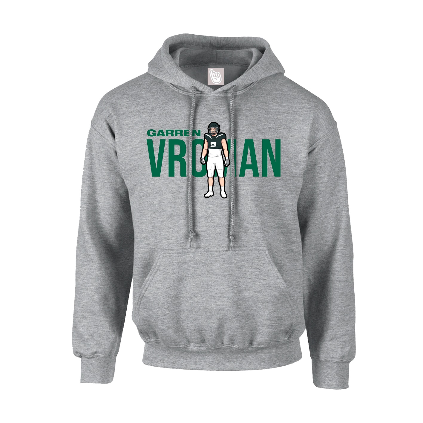 Hoodie — Player Name in Grey