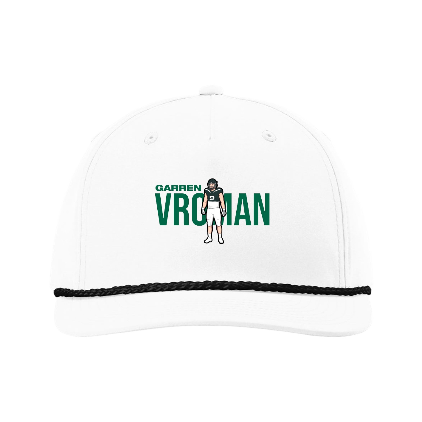 Five-Panel Classic Rope Cap — Player Name in White