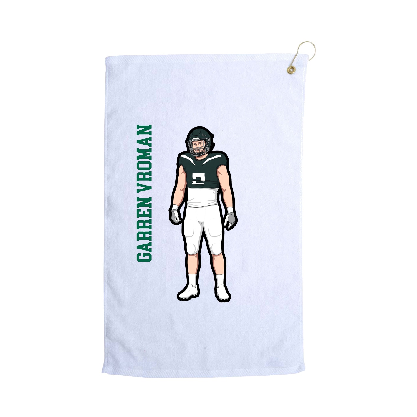 Golf Towel — Name Vertical in White