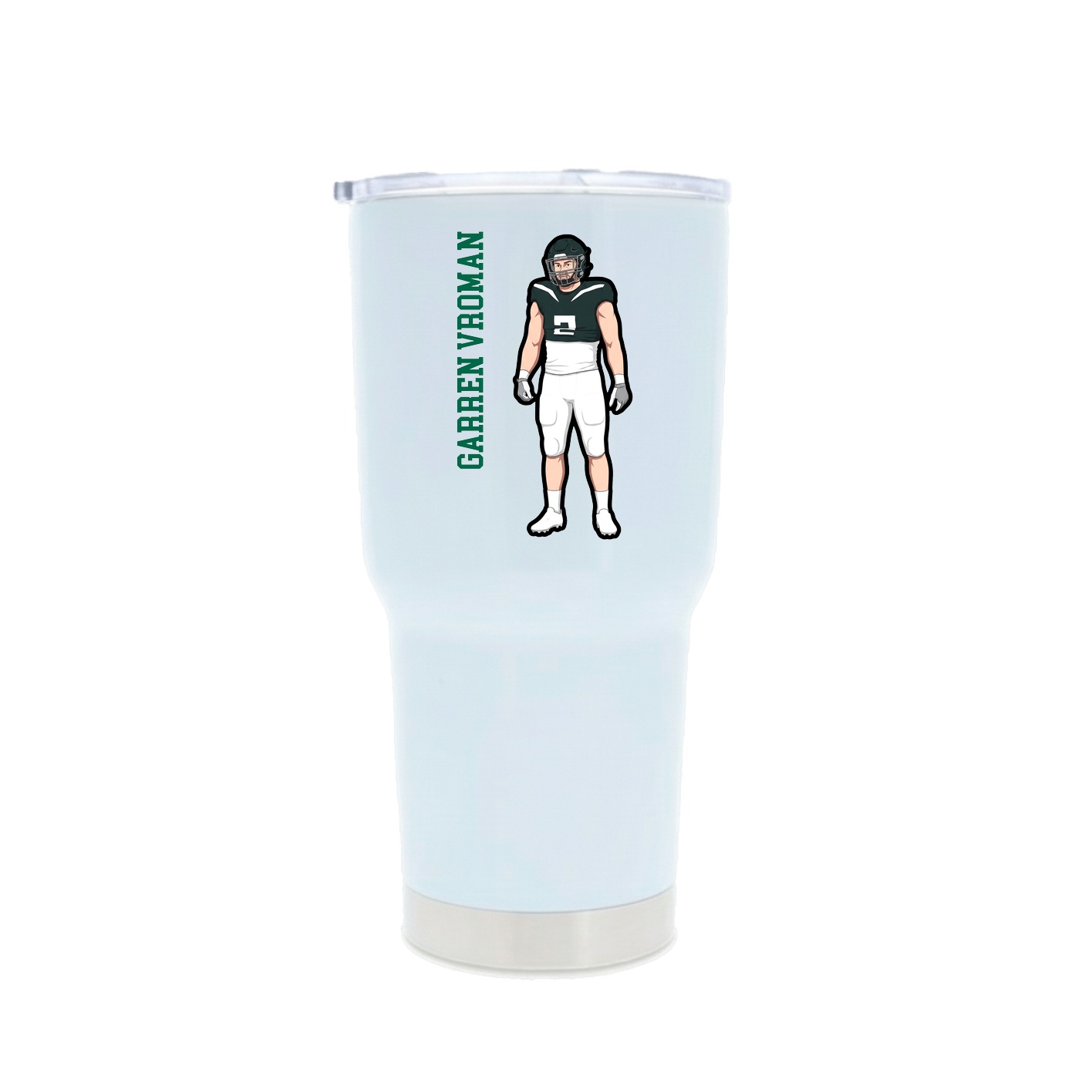 30oz Stainless Steel Tumbler — Name Vertical in White