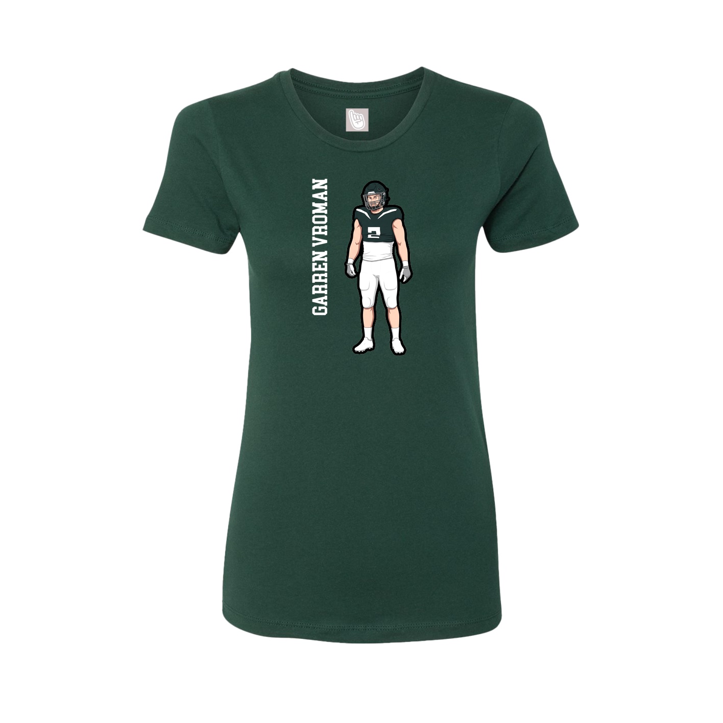 Fitted Women's Tee — Name Vertical in Green