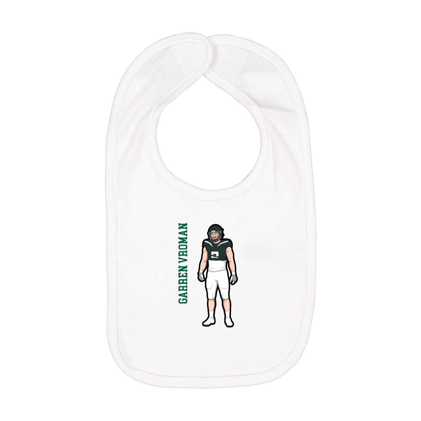 Infant Bib — Name Vertical in White