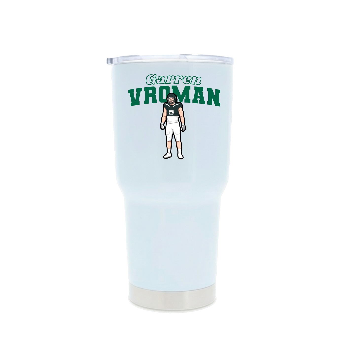 30oz Stainless Steel Tumbler — Name Arch in White
