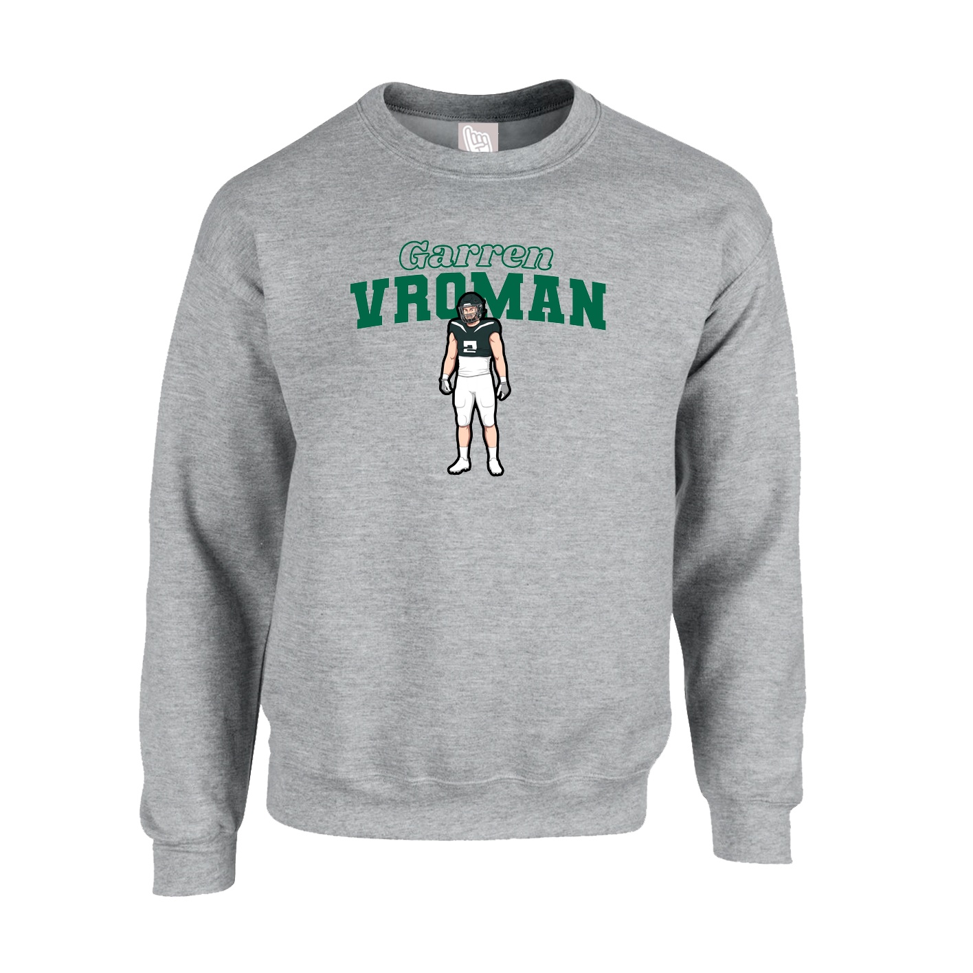 Fleece Crew — Name Arch in Grey