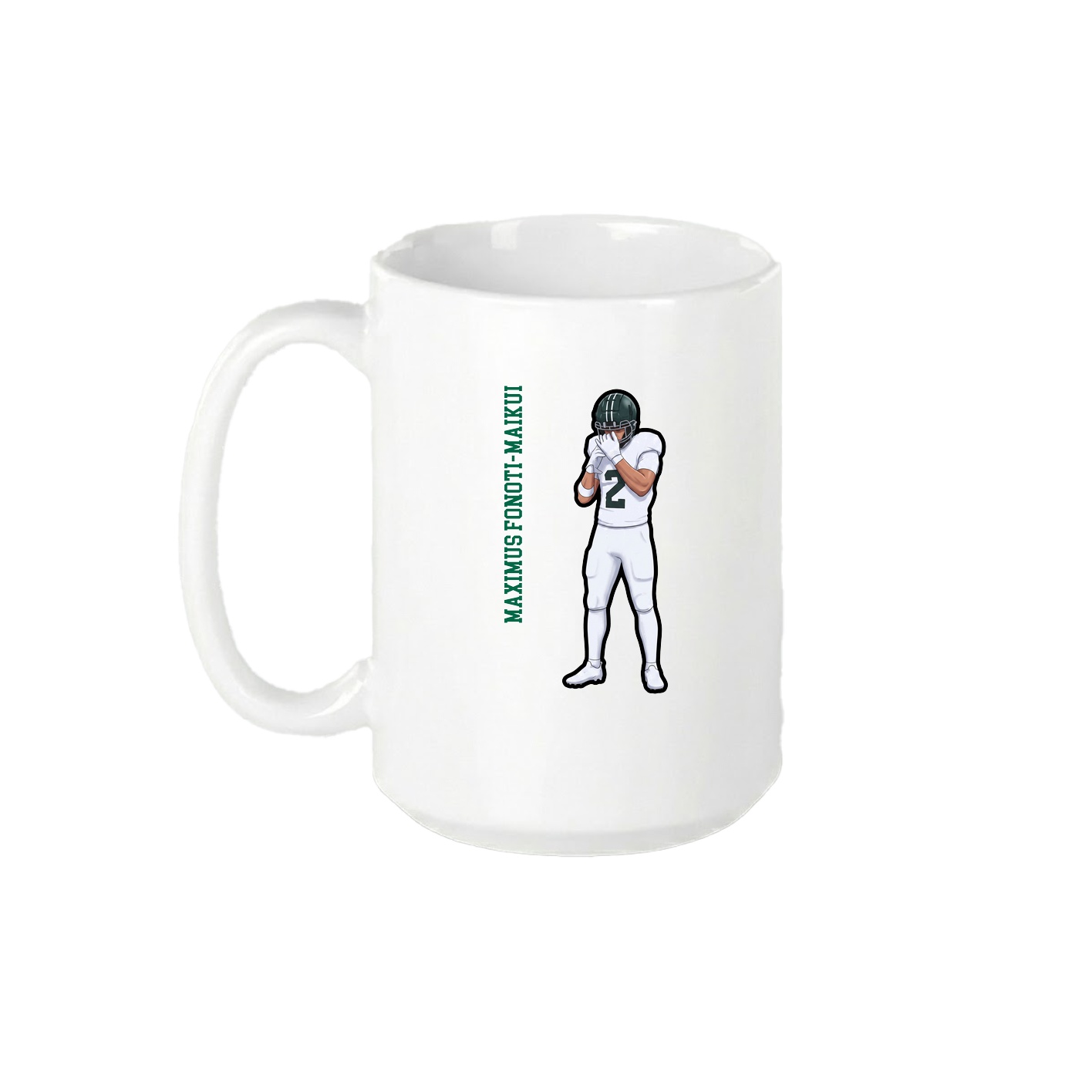 15oz Coffee Mug — Name Vertical in White