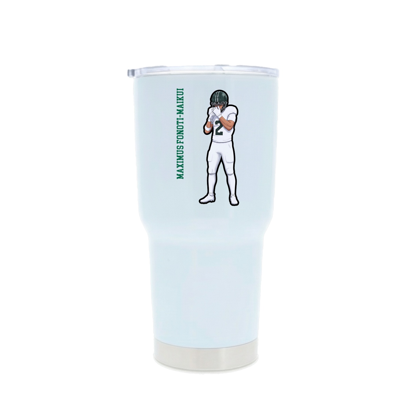 30oz Stainless Steel Tumbler — Name Vertical in White