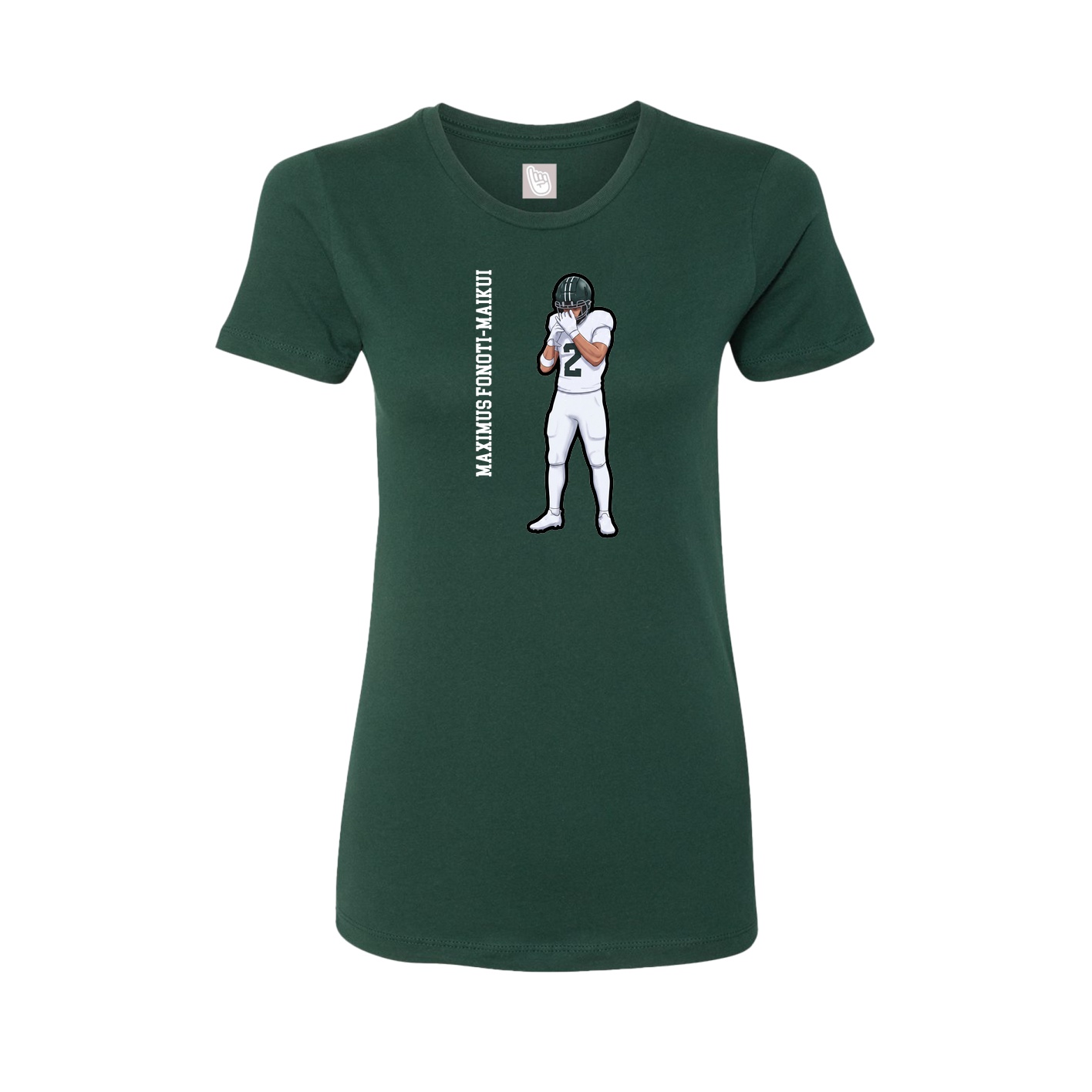 Fitted Women's Tee — Name Vertical in Green