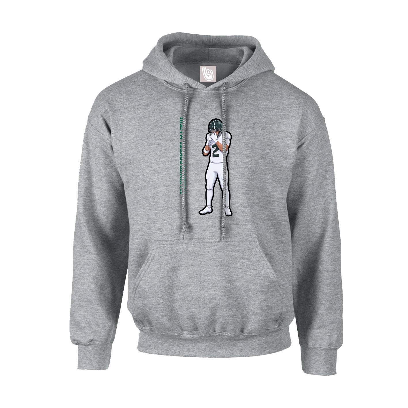 Youth Hoodie — Name Vertical in Grey