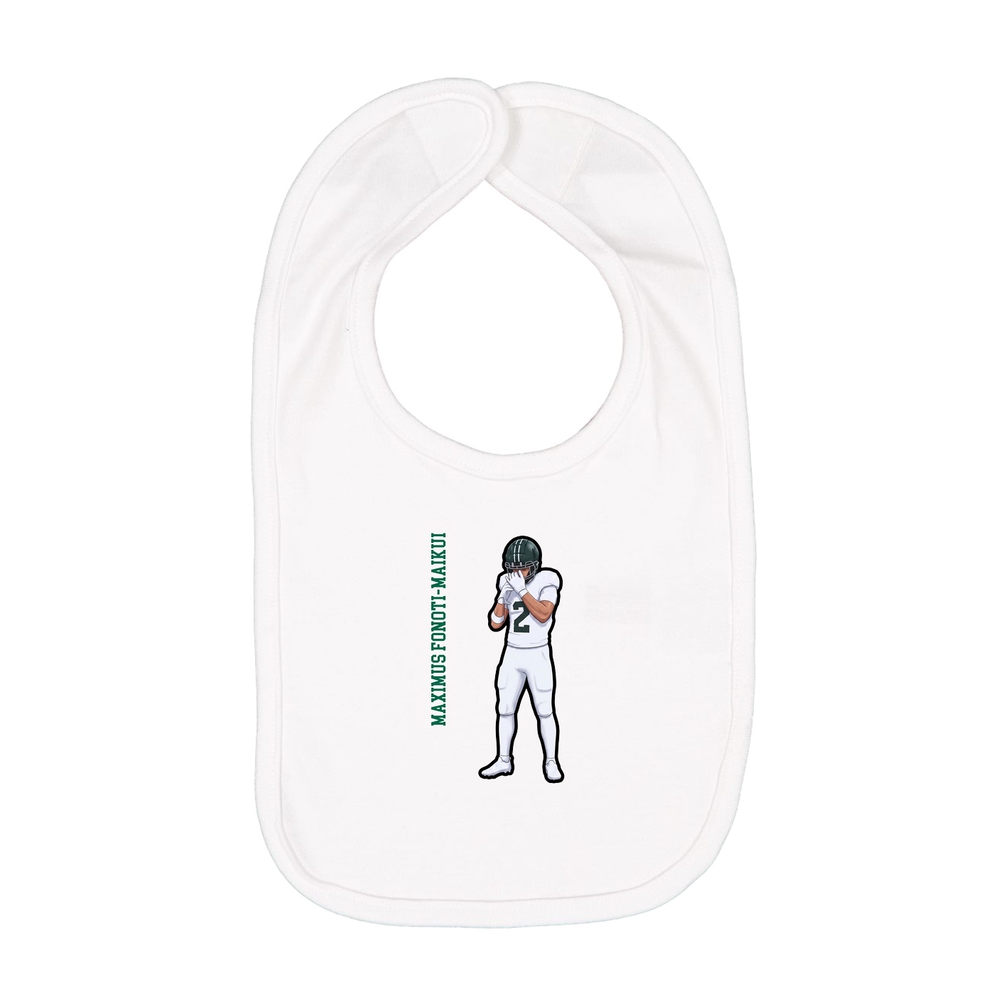 Infant Bib — Name Vertical in White