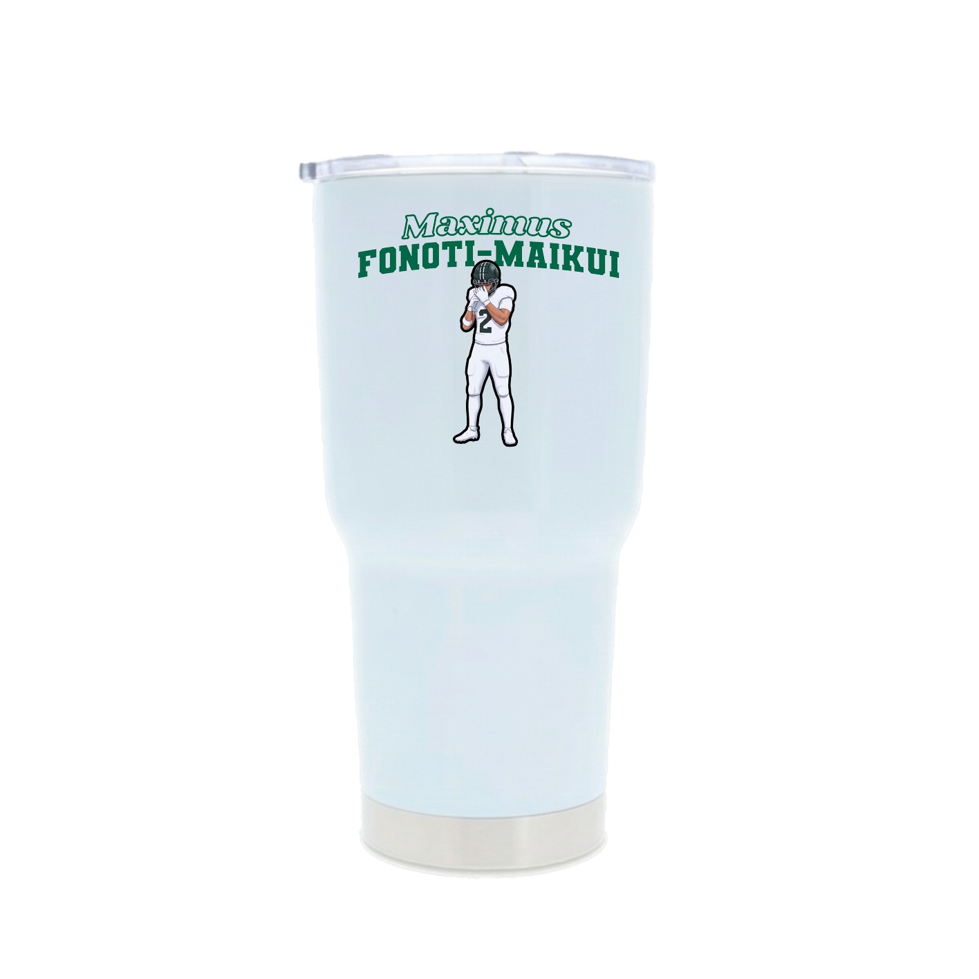 30oz Stainless Steel Tumbler — Name Arch in White