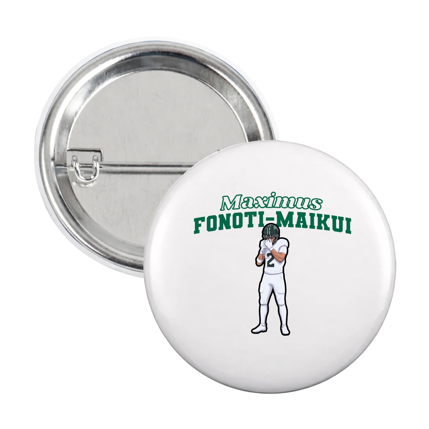 Game Day Button — Name Arch in White