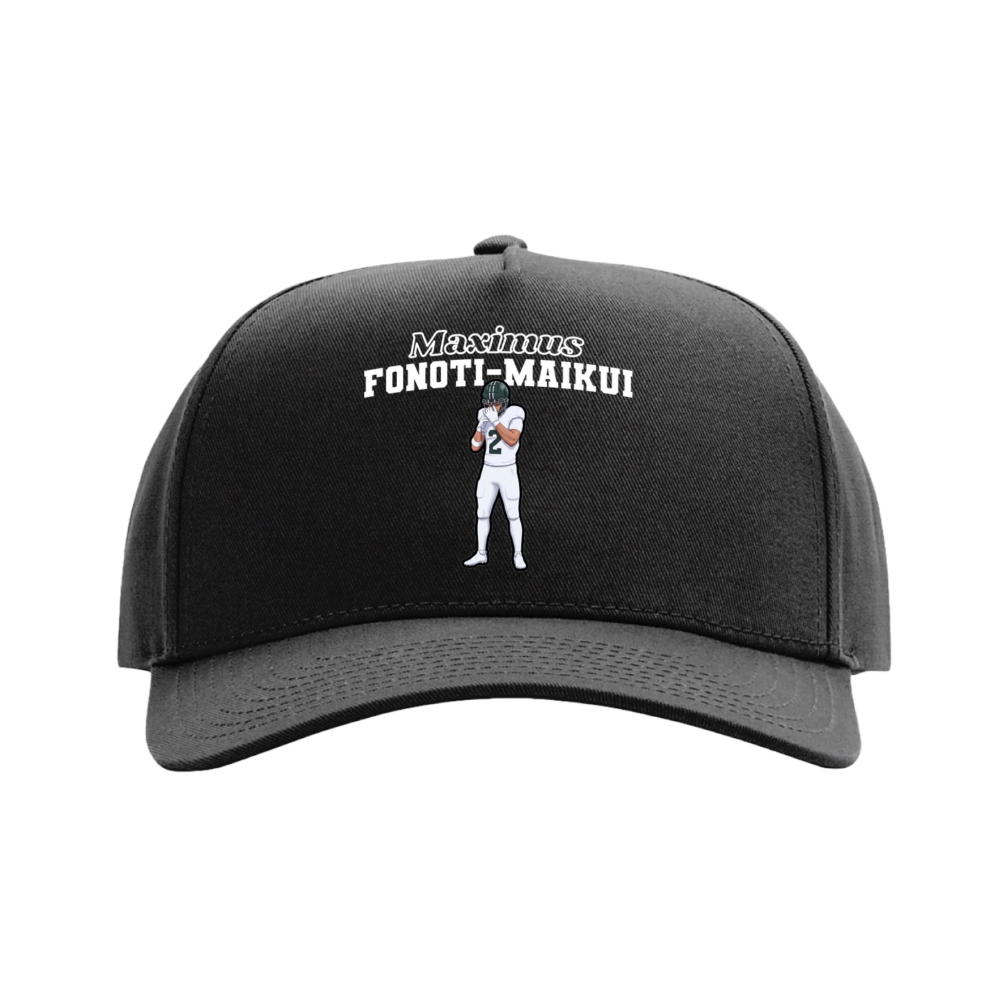 Full Fabric Five-Panel Champ Cap — Name Arch in Black