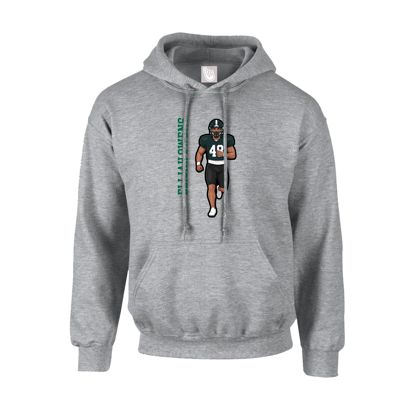 Youth Hoodie — Name Vertical in Grey
