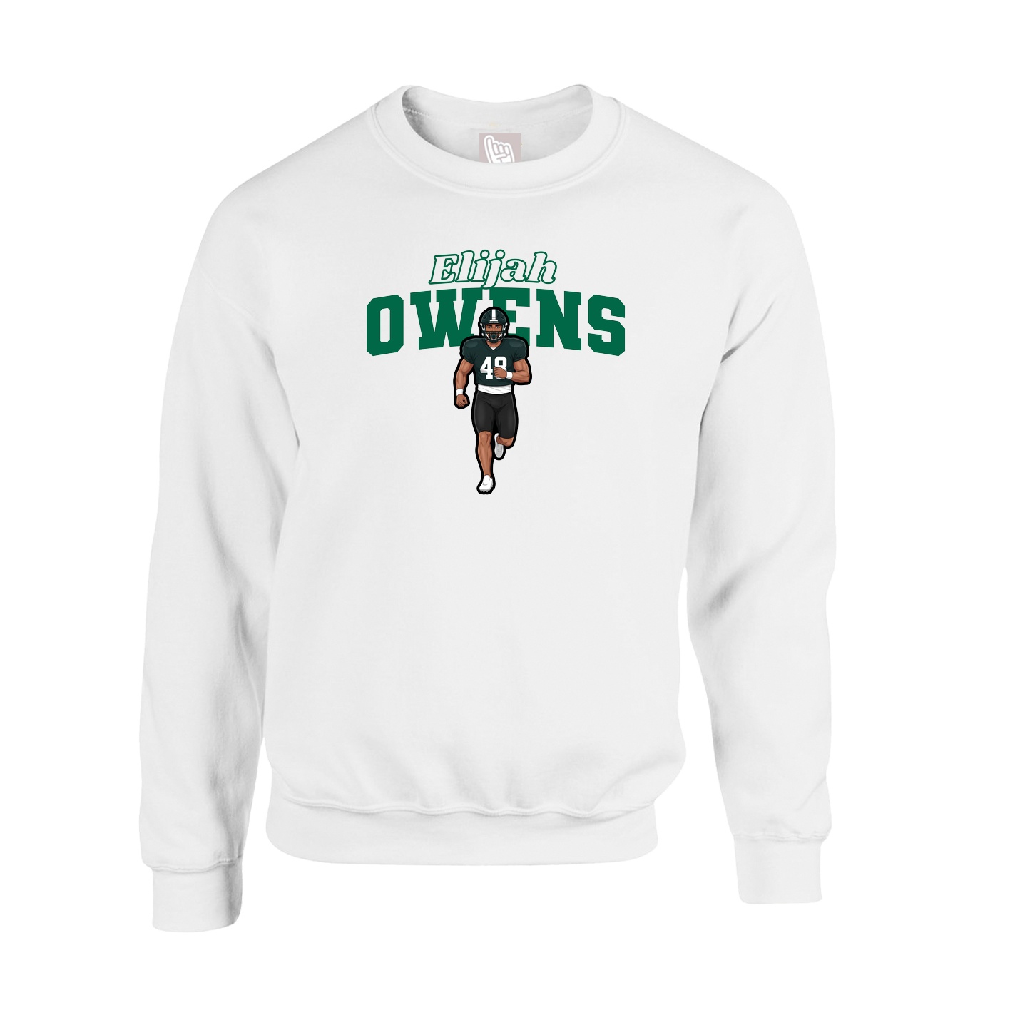 Fleece Crew — Name Arch in White