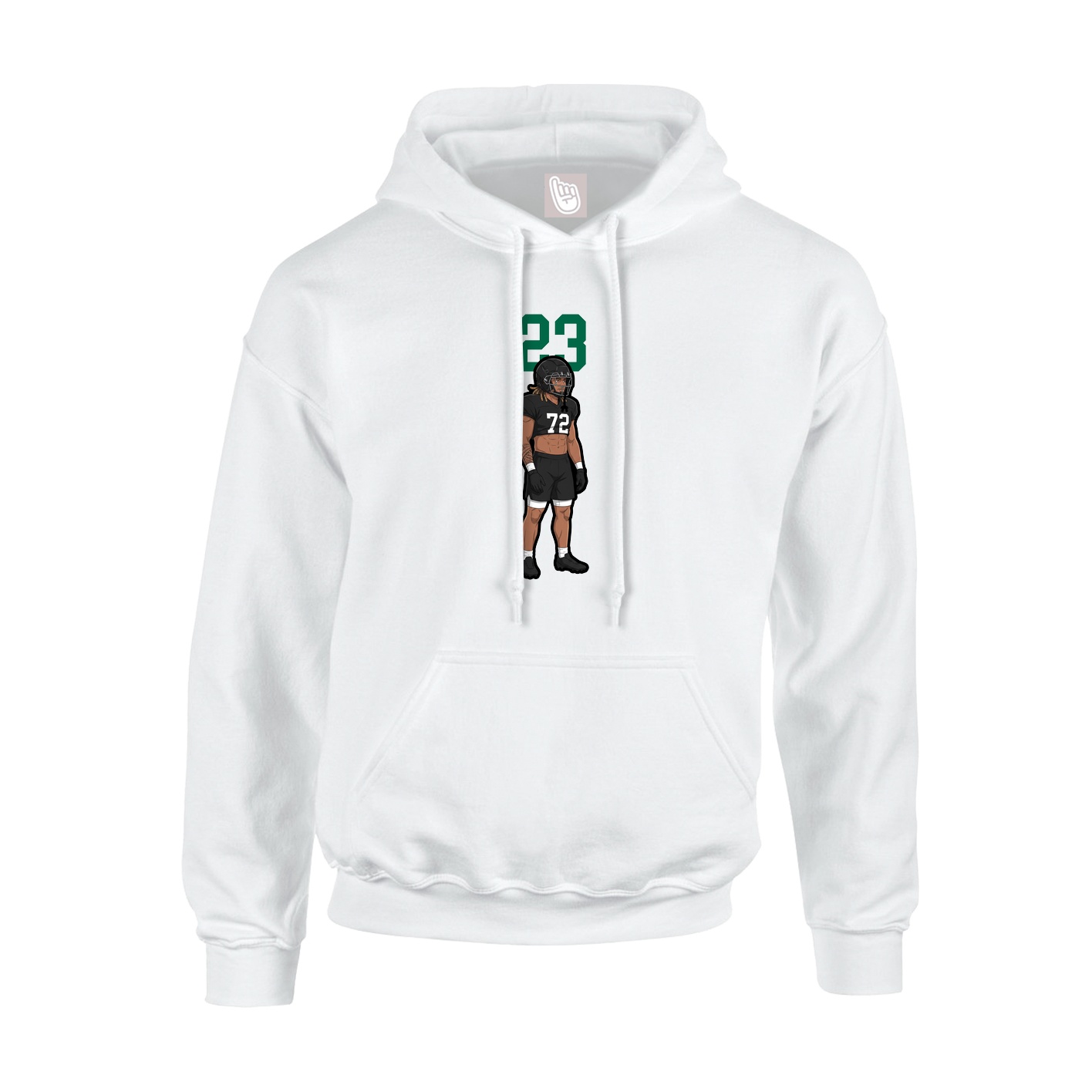 Youth Hoodie — Number Top in White