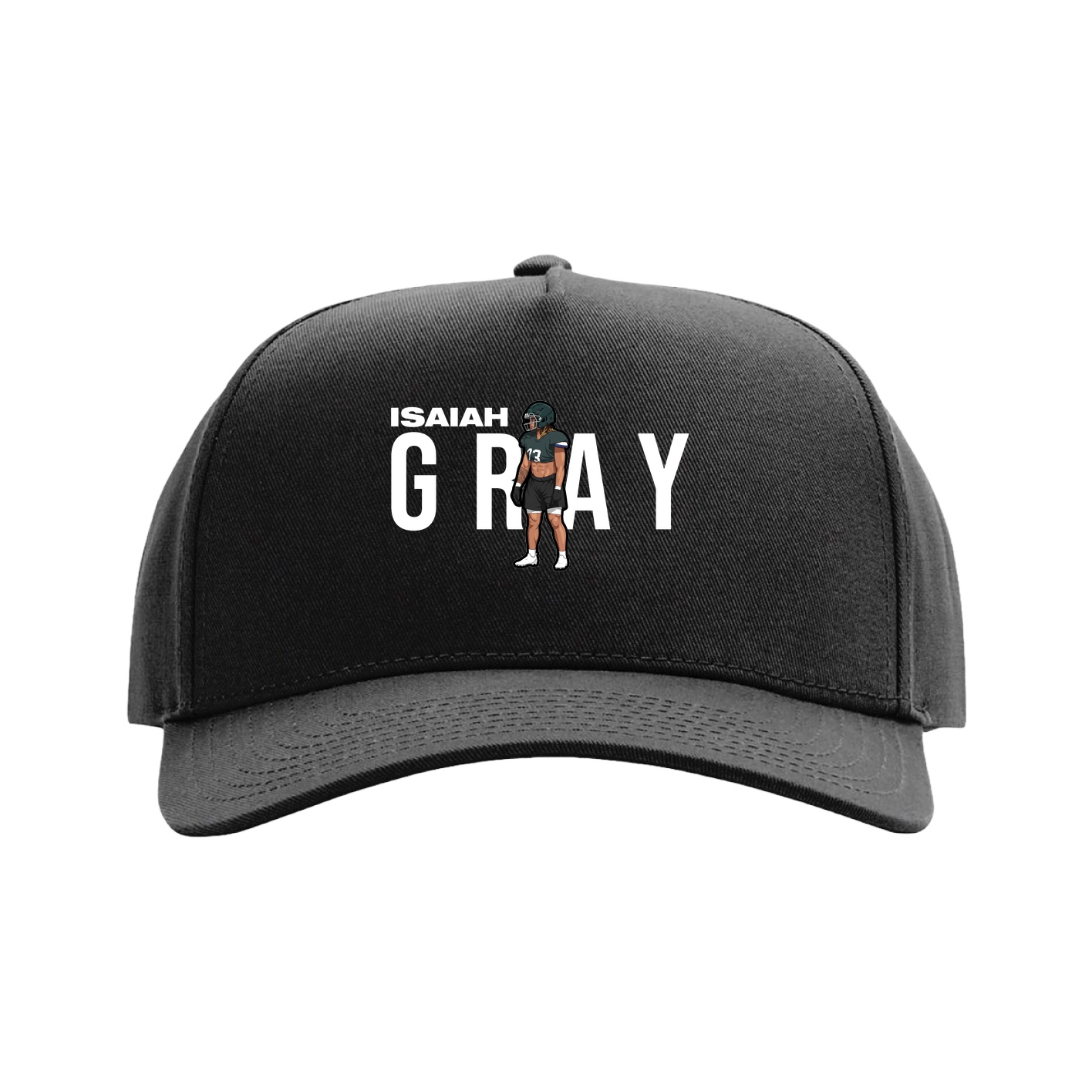 Full Fabric Five-Panel Champ Cap — Player Name in Black