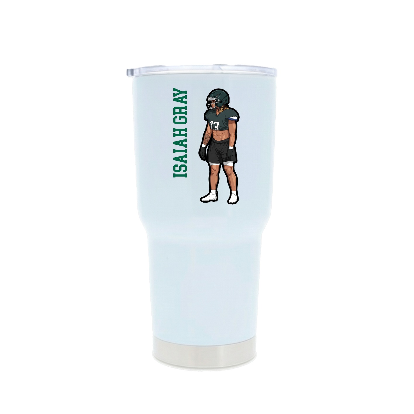 30oz Stainless Steel Tumbler — Name Vertical in White