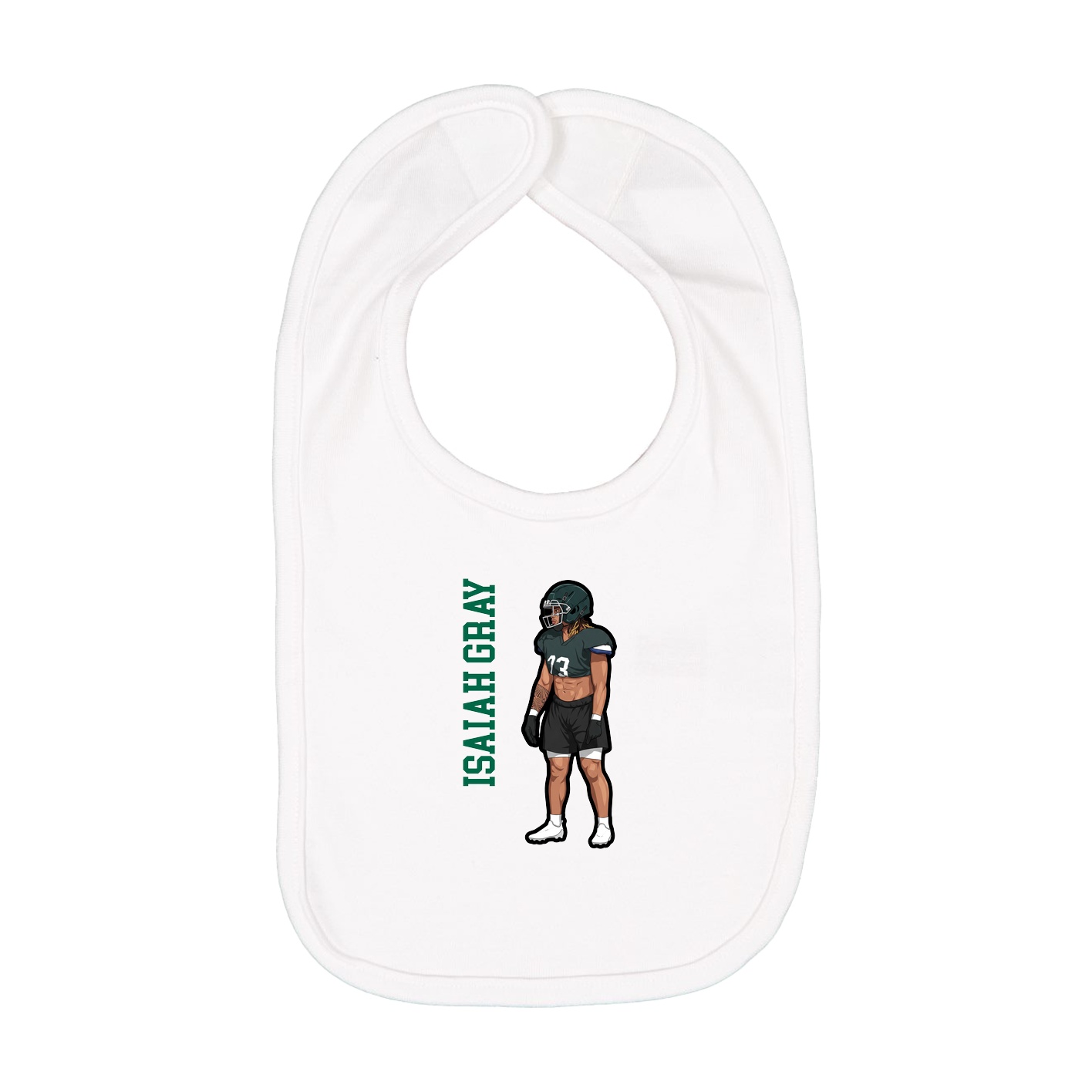 Infant Bib — Name Vertical in White