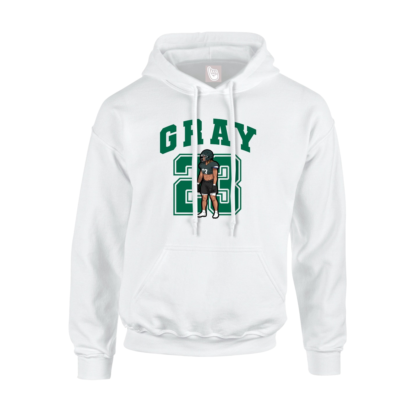 Youth Hoodie — Number in White