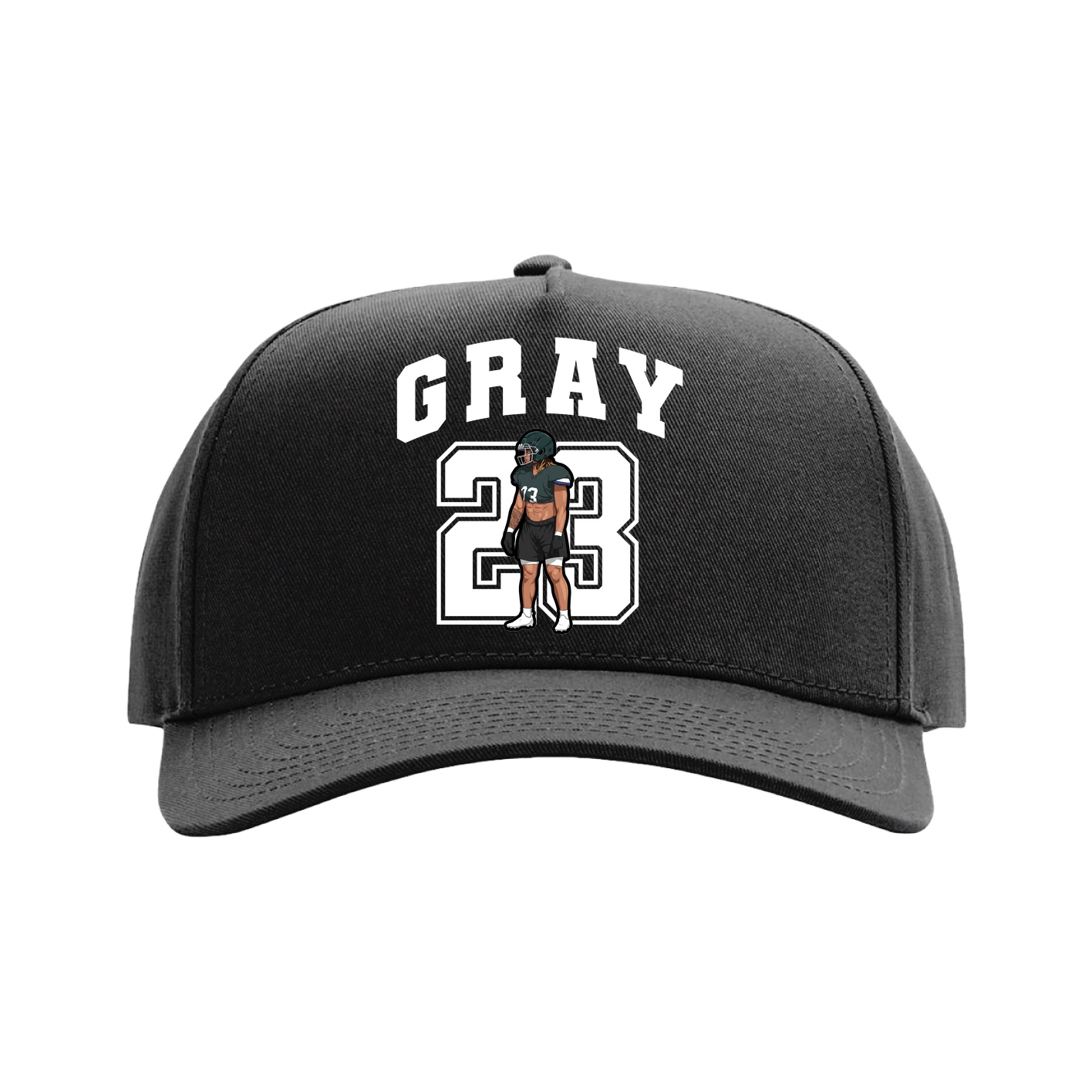 Full Fabric Five-Panel Champ Cap — Number in Black