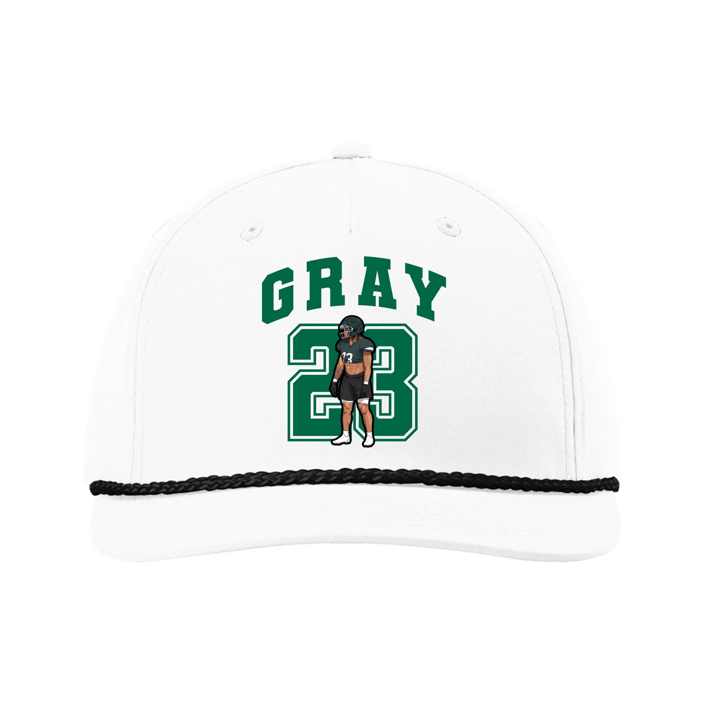 Five-Panel Classic Rope Cap — Number in White