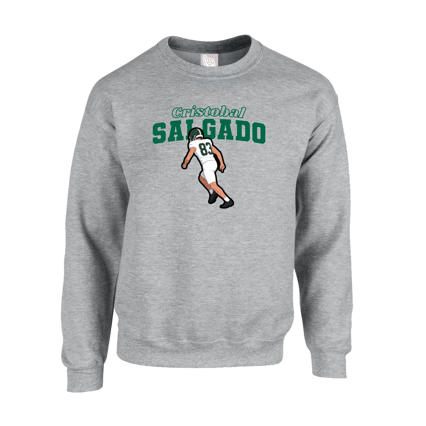 Fleece Crew — Name Arch in Grey