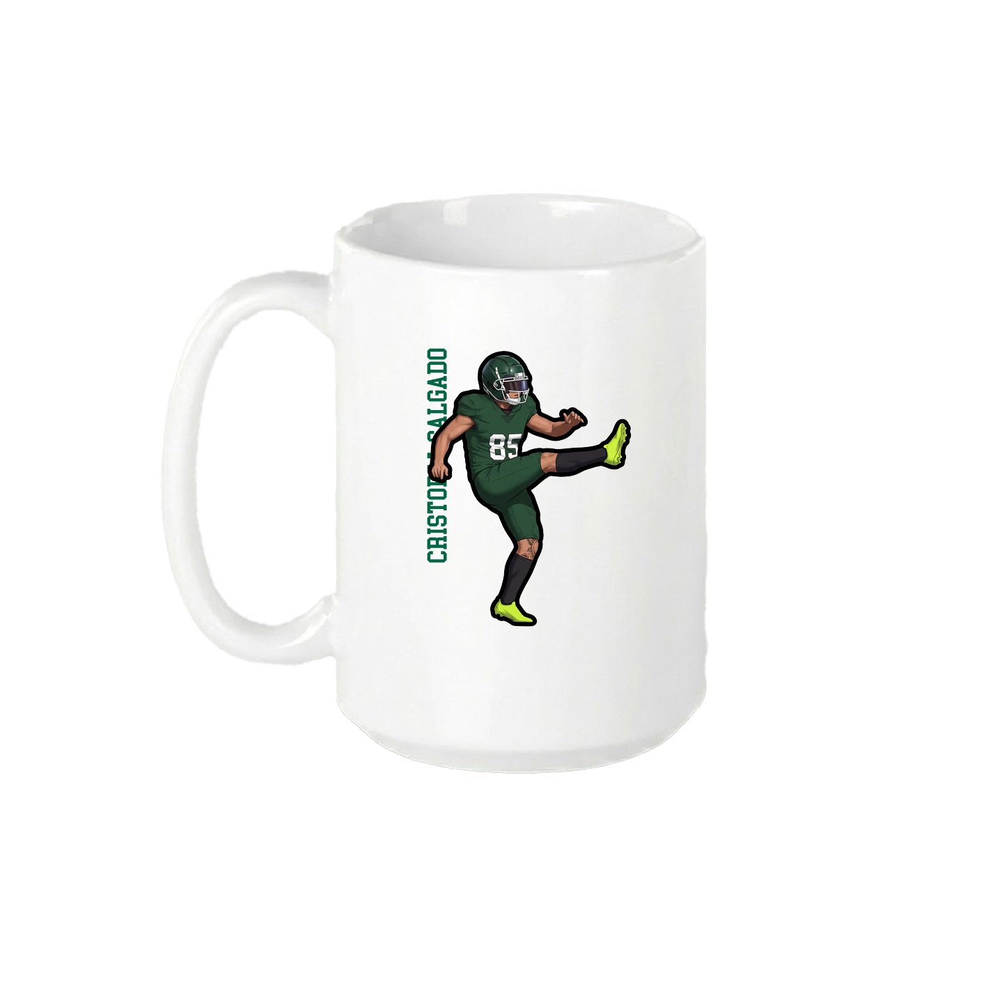 15oz Coffee Mug — Name Vertical in White