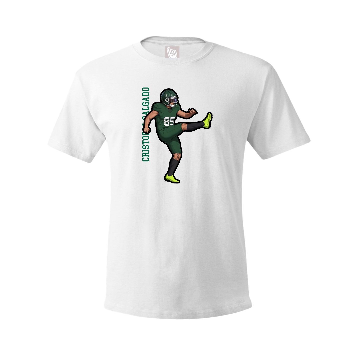 Youth Tee — Name Vertical in White