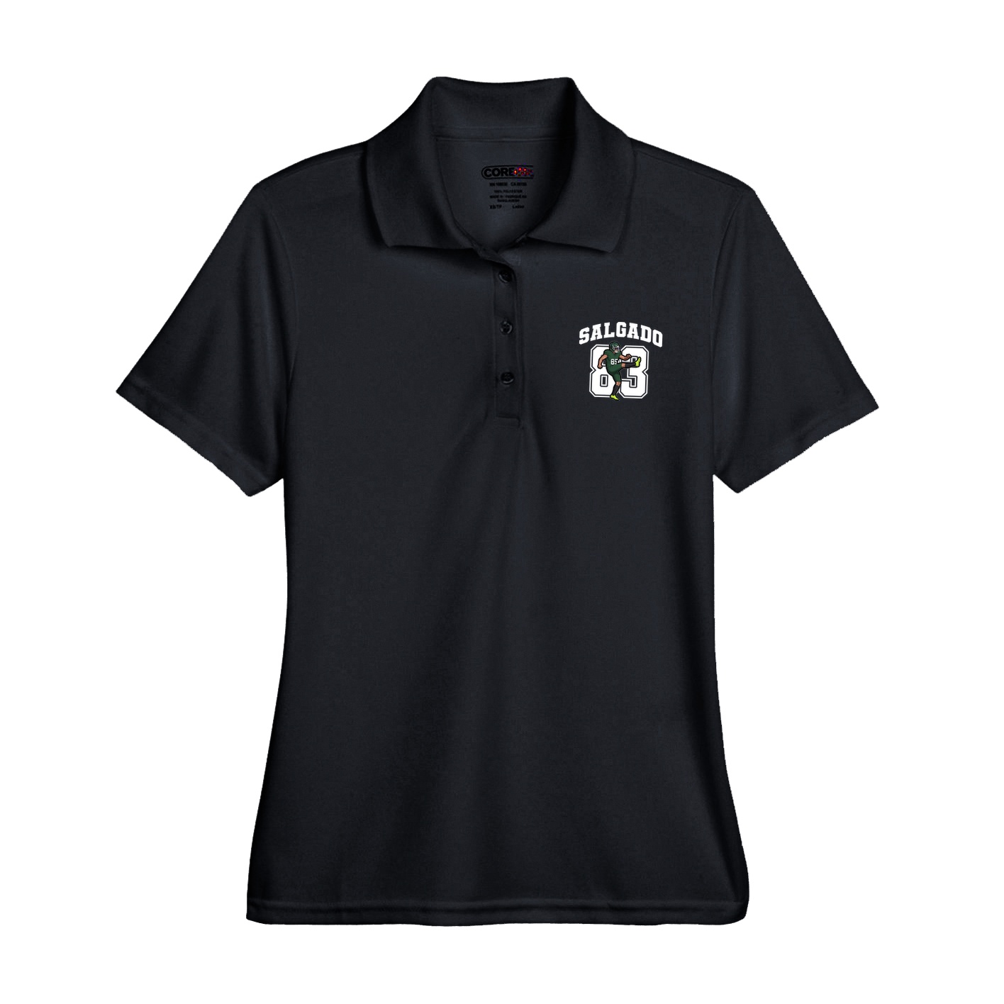 Womens Performance Polo — Number in Black