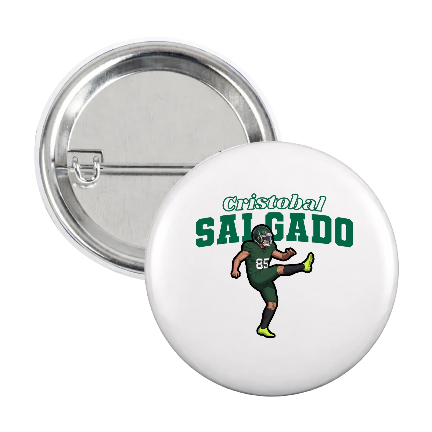 Game Day Button — Name Arch in White