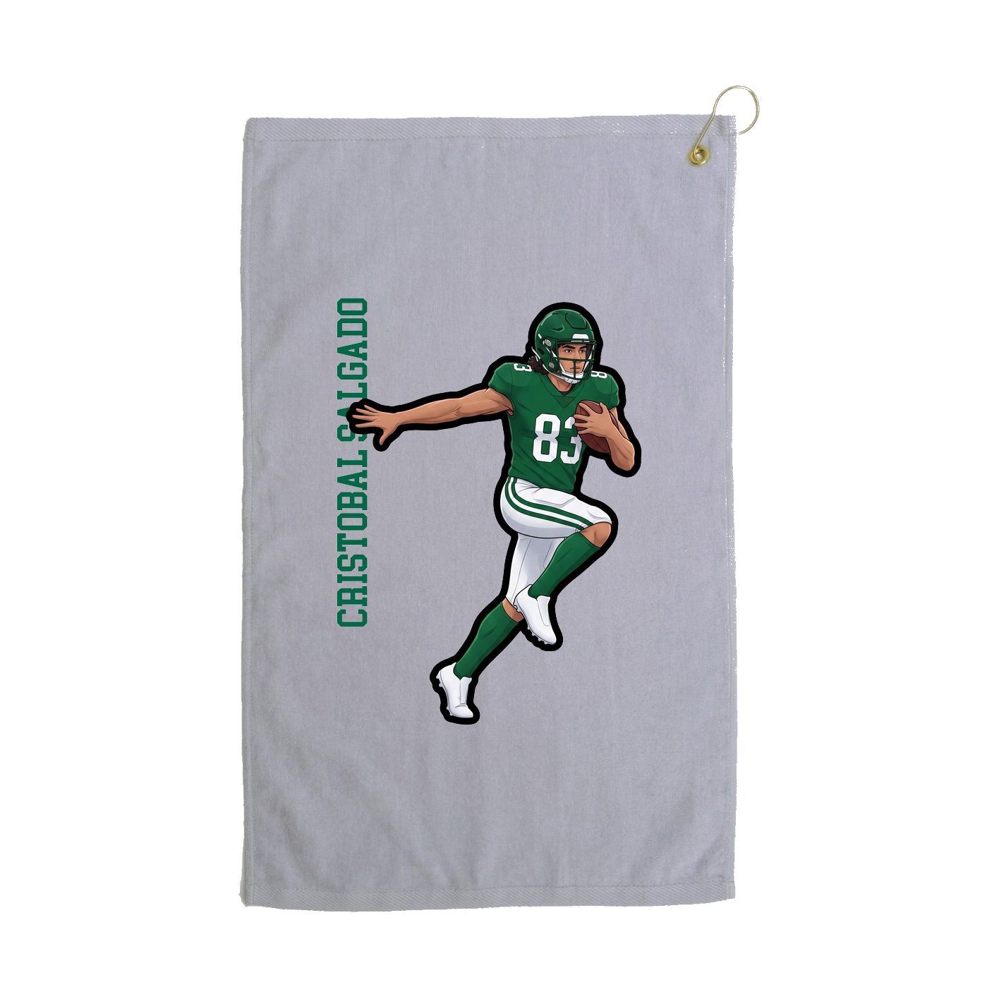 Golf Towel — Name Vertical in Grey