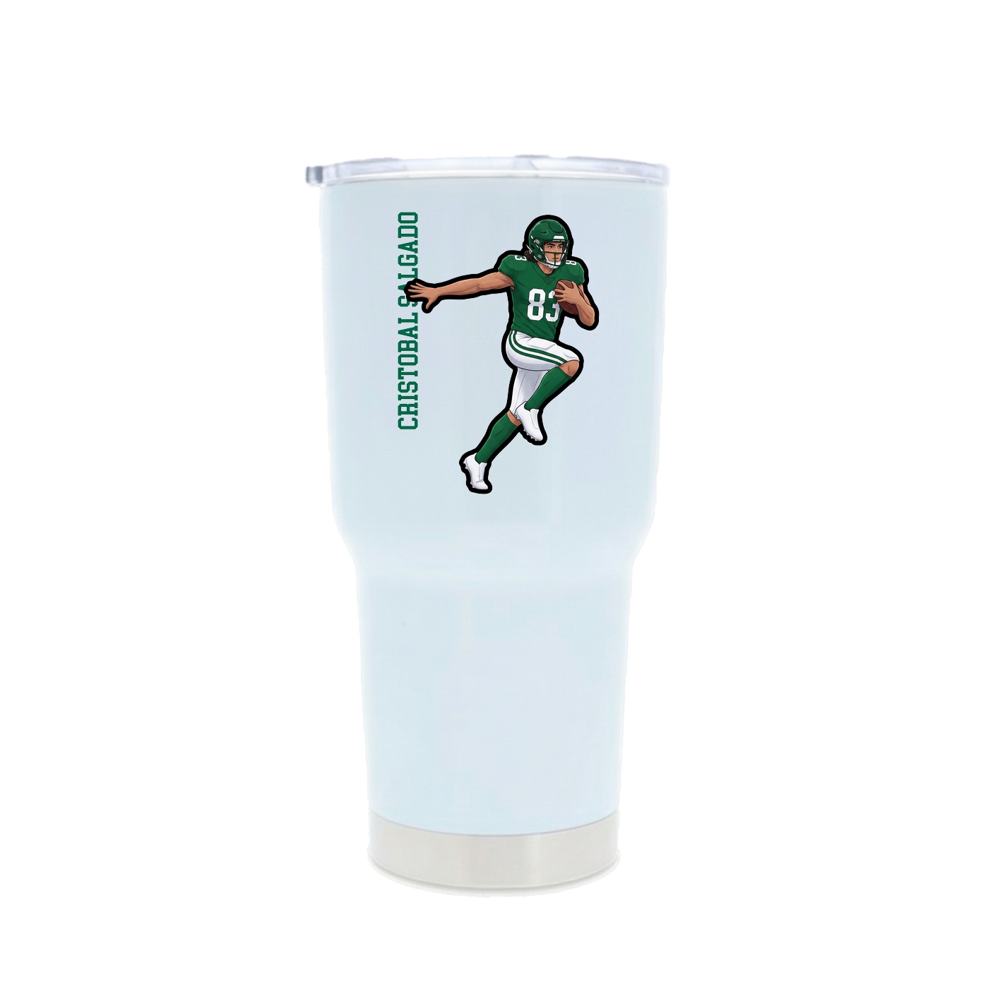 30oz Stainless Steel Tumbler — Name Vertical in White