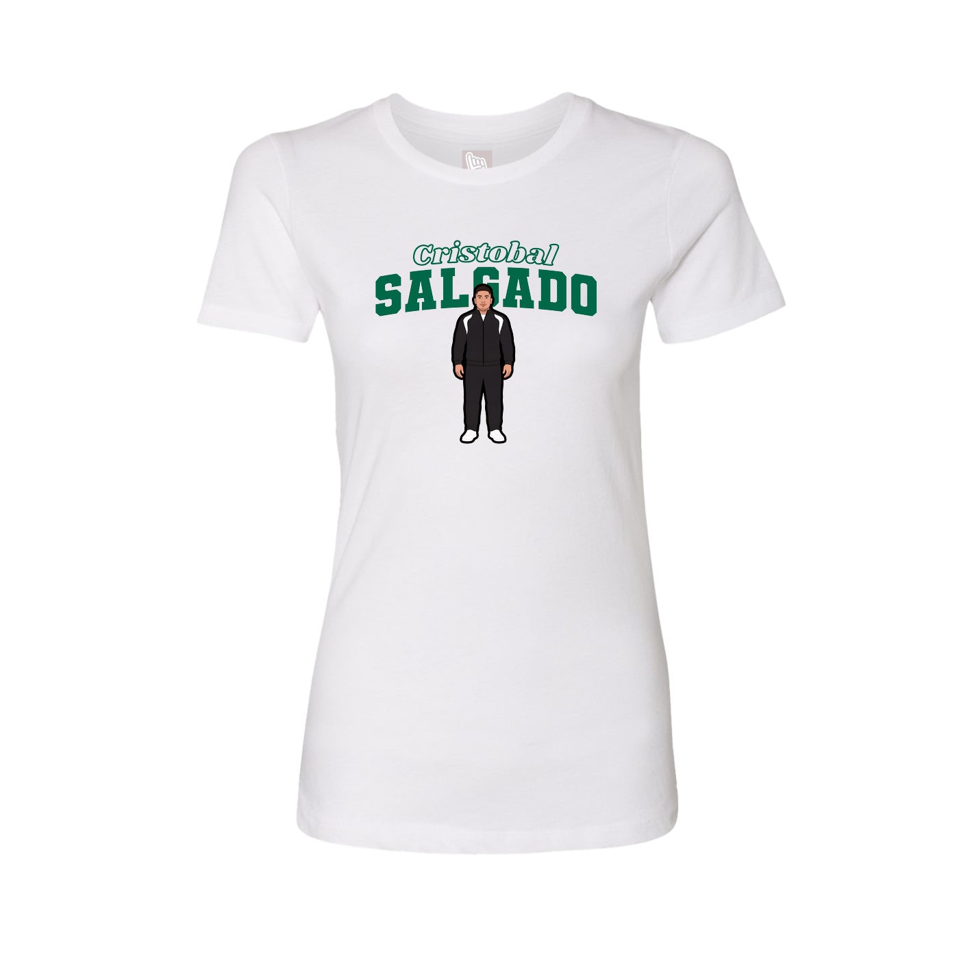 Fitted Women's Tee — Name Arch in White