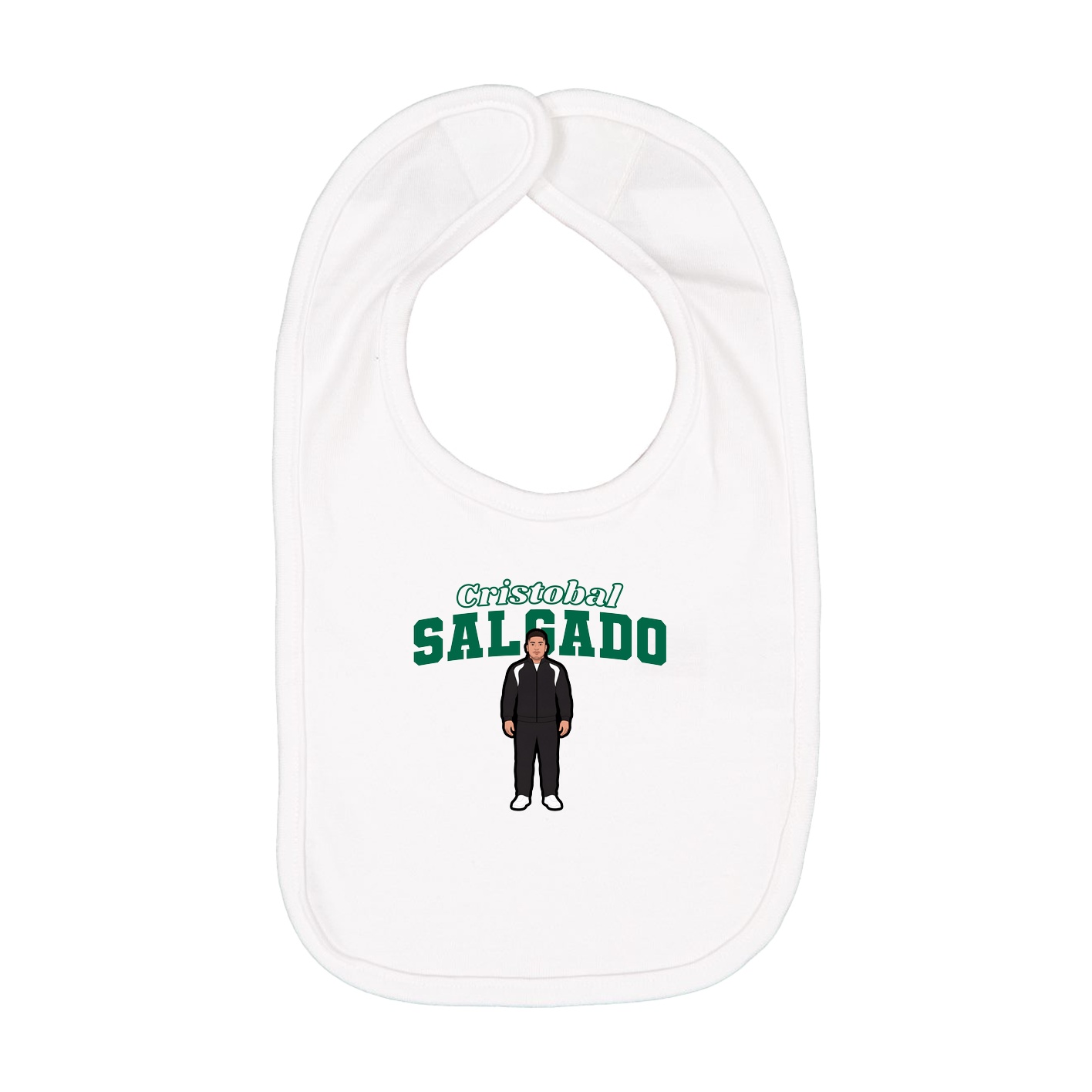 Infant Bib — Name Arch in White