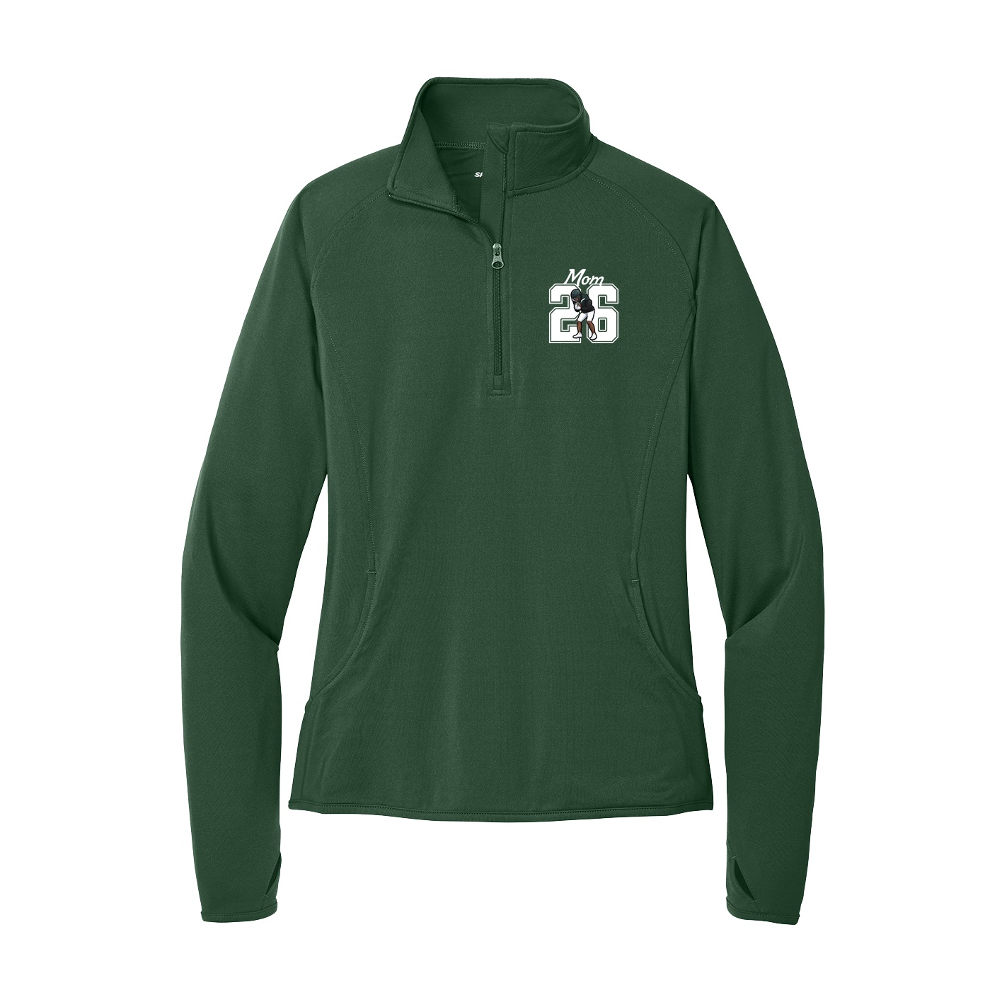 Women's Q-Zip Pullover — Mothers Day Shirsey in Green